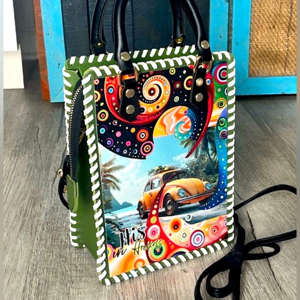 *SOLD* CHiP modern style VW camper van bug beetle car waves surf crossbody purse - Picture 4 of 17
